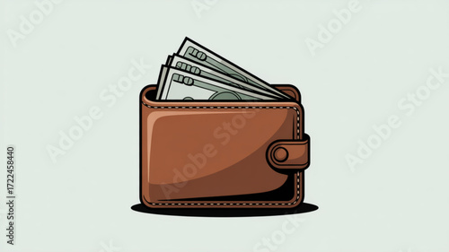 Brown leather wallet with money cash finance currency savings investment personal finance wealth and income concept