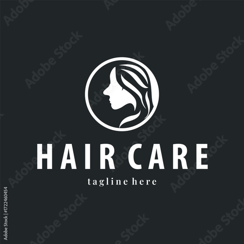 hair care logo design illustration beauty woman hair with care illustration symbol icon template design