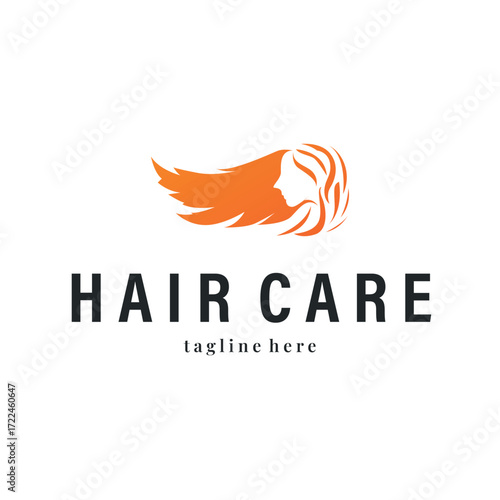 hair care logo design illustration beauty woman hair with care illustration symbol icon template design