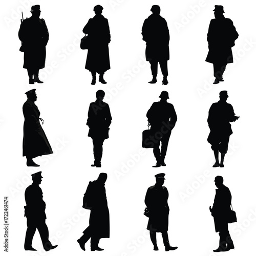Collection of german landmarks and cultural icons silhouette isolated on white background
