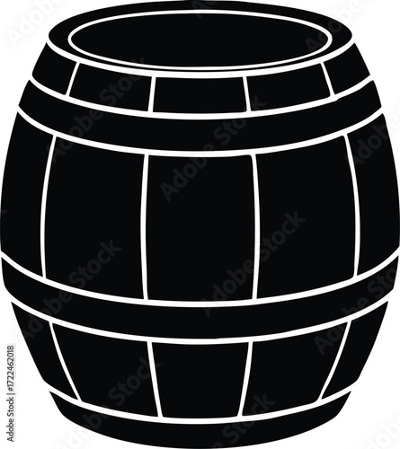barrel beer keg symbol vector, vintage barrel silhouette illustration
