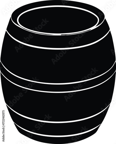 barrel oak drum silhouette vector, industrial tank icon illustration
