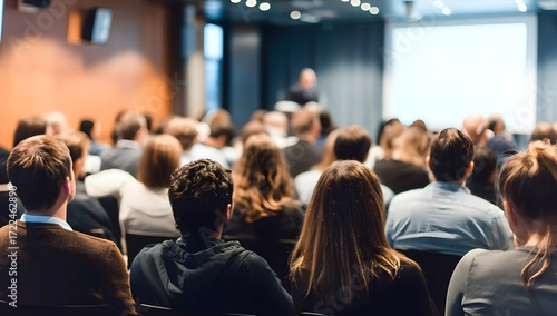 Wallpaper Mural Audience attending a conference, engaged in a presentation on innovative ideas. Torontodigital.ca