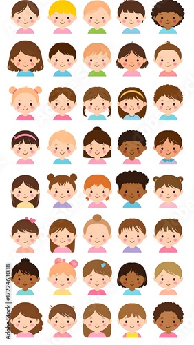Child avatars, various hairstyles