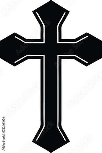 cross icon silhouette vector, christian crucifix illustration
