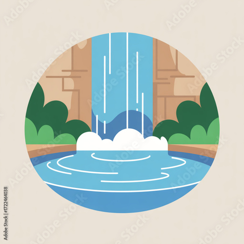 Waterfall illustration scenic landscape nature outdoors water flowing river stream cascade tranquil beauty 100 chars