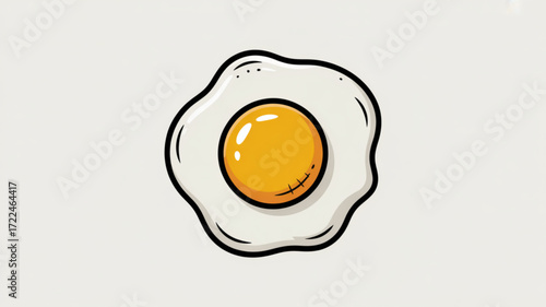 Cartoon fried egg sunny side up breakfast food illustration vector graphic design cooking simple delicious 100