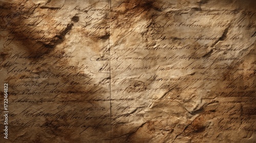 aged parchment with calligraphy shadows, uneven texture, faint lines, warm brown palette, high realism 