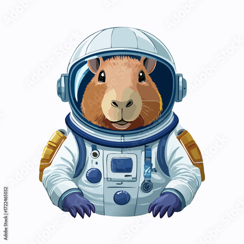 Adorable Capybara Astronaut Ready for a Galactic Adventure, Wearing a Sleek Spacesuit and Helmet for Interstellar Exploration