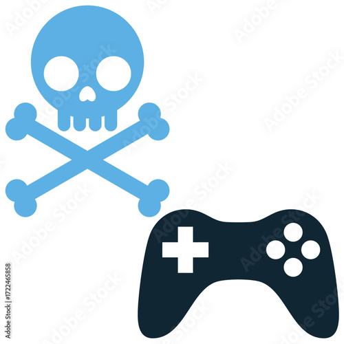 Game over icon vector. Perfect for gaming, defeat, and challenge themes. A simple, clear symbol representing the end of a game.