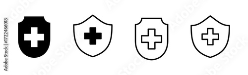 Health insurance icon set. Insurance health document icon