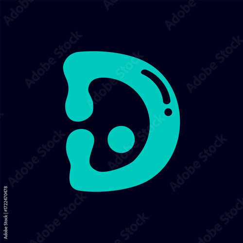 	Abstract Letter D Logo in Fluid Style