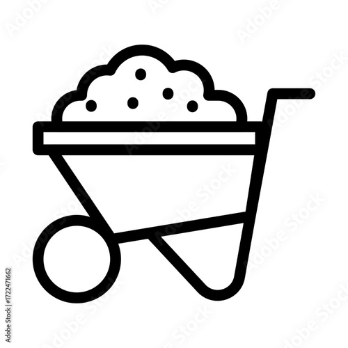 Soil Transport in Wheelbarrow Line Icon of Soil Management Icon Set