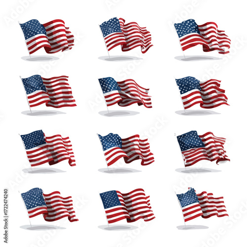Classic american flag silhouette isolated on a white background vector art isolated on white background