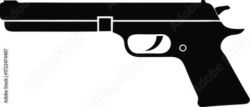 gun revolver weapon silhouette vector, combat handgun icon illustration
