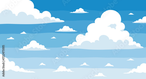 Vast Blue Sky Filled With Fluffy White Clouds.
