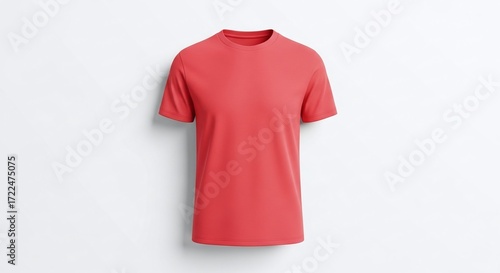 Red T-Shirt Mockup Isolated on White Background