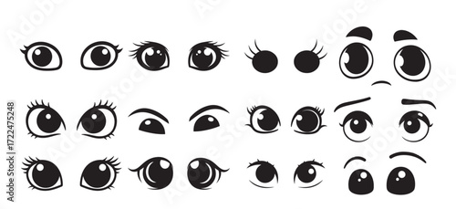 cartoon eyes silhouette  vector illustration