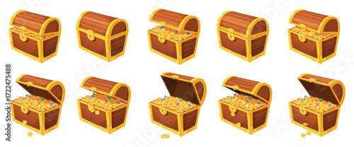 Cartoon treasure chest box animation pirate loot