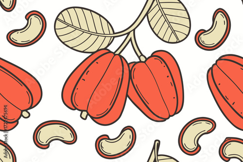 seamless pattern with cashew nut 