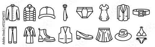 clothes and wearing accessories icons set vector illustration