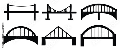 classic set of bridges silhouette for architectural concepts vector illustration