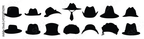 collection of hat silhouette vector illustration