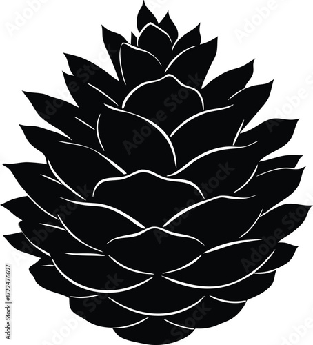 pine cone silhouette vector, conifer nature illustration
