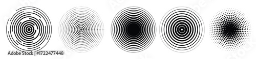 black linear concentric circle set dotted and dashed sound
