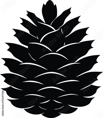 pine cone silhouette vector, conifer nature illustration
