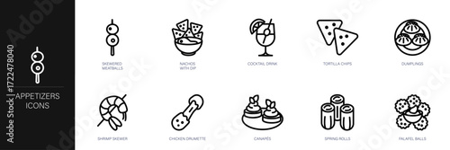 Appetizers Line Icon Set