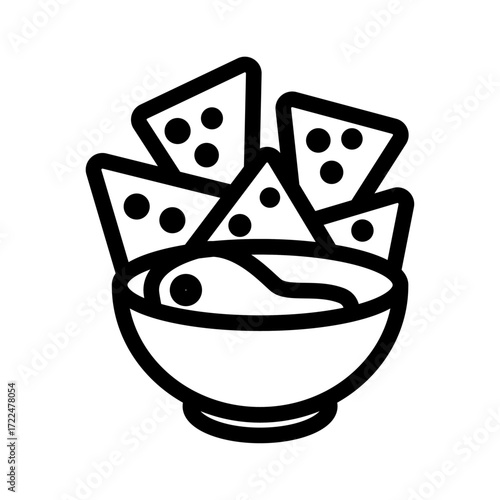 Nachos with Dip Line Icon of Appetizers Icon Set