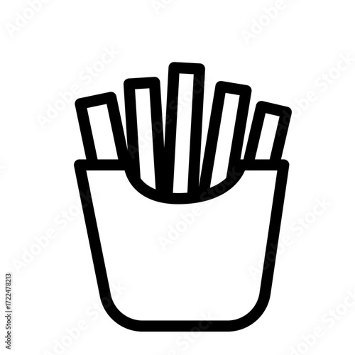 French Fries Line Icon of Side Dishes Icon Set