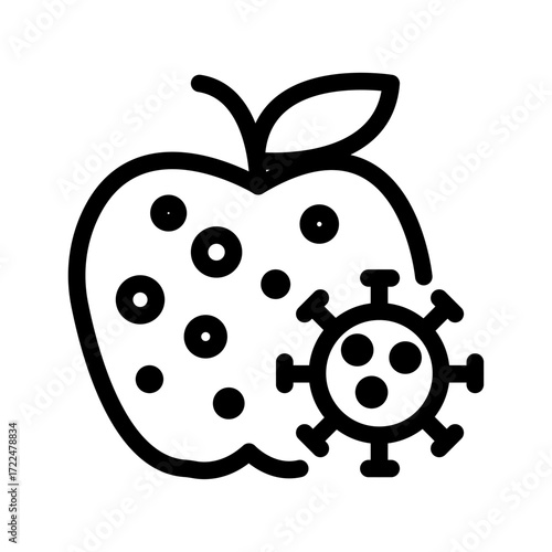 Infected Fruit Line Icon of Garden Diseases Icon Set