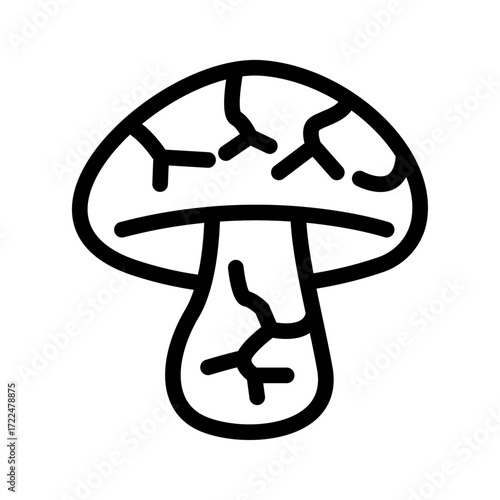 Cracked Mushroom Line Icon of Garden Diseases Icon Set