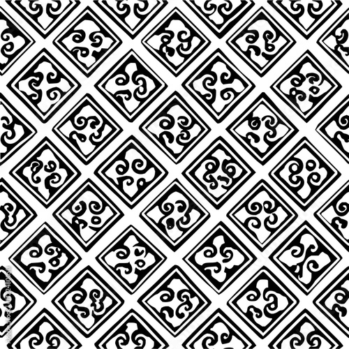 Seamless black and white diamond pattern background abstract geometric design textile art surface repeat decorative wallpaper