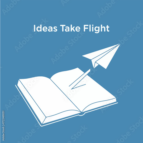 Creative flat vector icon — Flat vector 2D design origami bird icon with sparkles and quote Ideas Take Flight