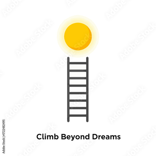 Creative flat vector icon — Flat vector 2D design ladder moon icon with quote Climb Beyond Dreams