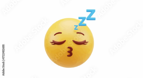 Cute sleeping face emoji with zzz symbols for restful vibes, perfect for expressing relaxation or downtime, ready to add a touch of lightheartedness to your project