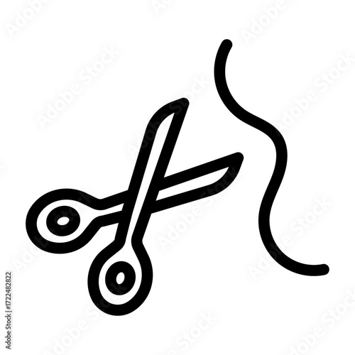 Ribbon Scissors Line Icon of Sewing & Knitting Icon Set