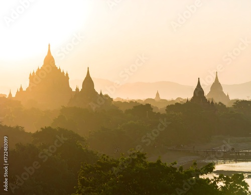 Sunrise over ancient temples