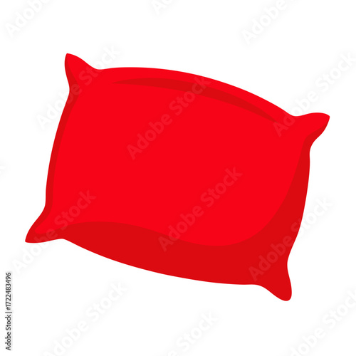 Red color pillow vector on white background.