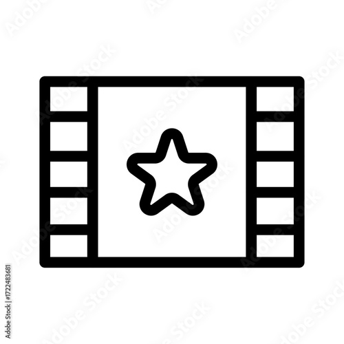 Film Strip with Star Line Icon of Film Critics Icon Set