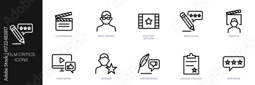 Film Critics Line Icon Set