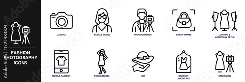 Fashion Photography Line Icon Set