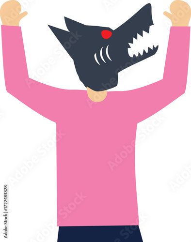 Happy smiling wolf dog businessman office worker manager character. Vector flat cartoon illustration


