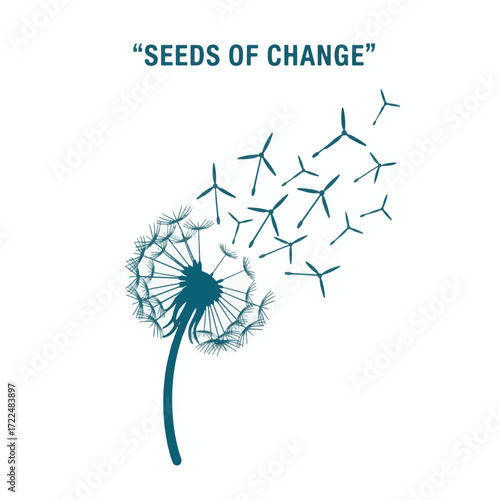 Flat vector 2D icon — Flat Vector 2D Design of Dandelion Wind Turbine Icon — Seeds of Change