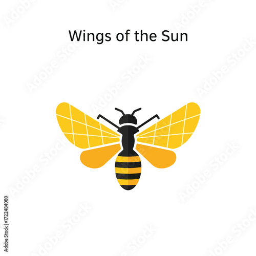 Flat vector 2D icon — Flat Vector 2D Design of Solar Bee Wing Icon — Wings of the Sun