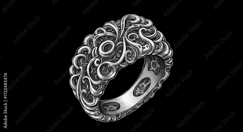 Obraz premium Ornate silver ring design