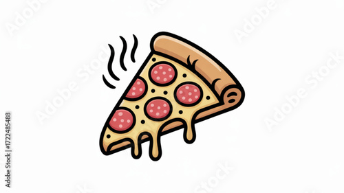 A delicious slice of pepperoni pizza, complete with melted cheese and steam rising, perfect for a quick and tasty meal